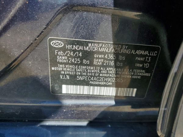 2014 HYUNDAI SONATA — VINS