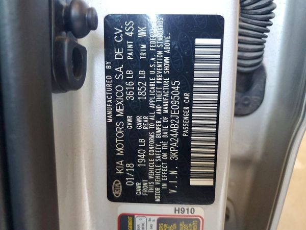 2018 KIA RIO LX, S — VINS