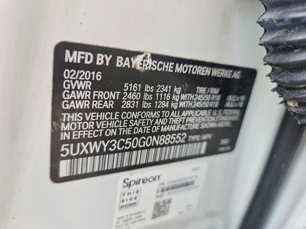 2016 BMW X3 xDrive28d — VINS