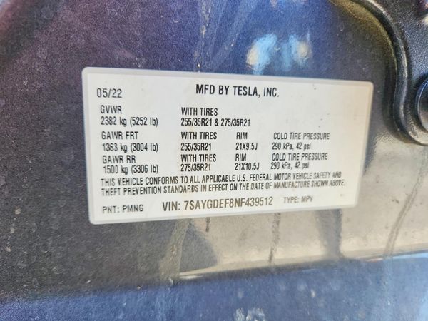 2022 TESLA MODEL Y