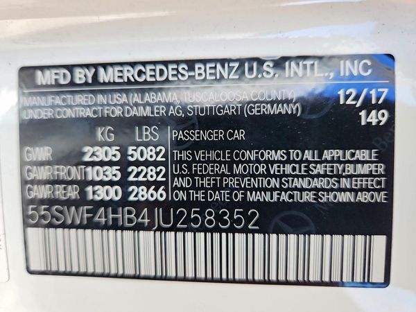 2018 MERCEDES-BENZ C — VINS