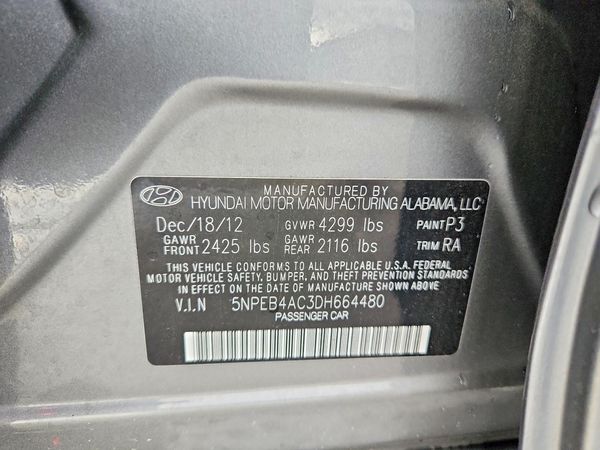 2013 HYUNDAI SONATA — VINS