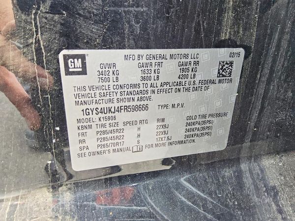 2015 CADILLAC ESCALADE ESV Platinum — VINS