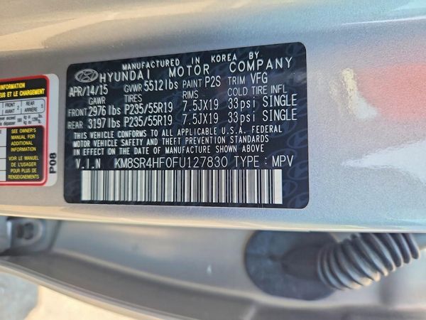 2015 HYUNDAI SANTA FE TOP — VINS