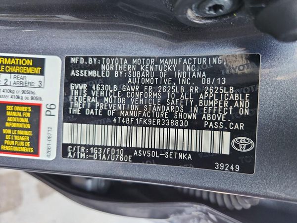 2014 TOYOTA CAMRY — VINS