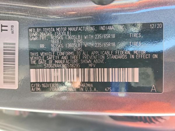 2021 TOYOTA HIGHLANDER — VINS
