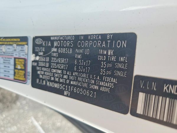 2015 KIA SEDONA GL - Middle-low — VINS