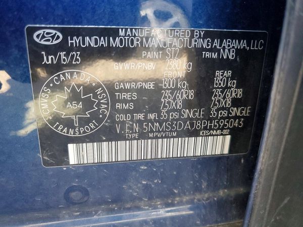 2023 HYUNDAI SANTA FE SEL Premium — VINS