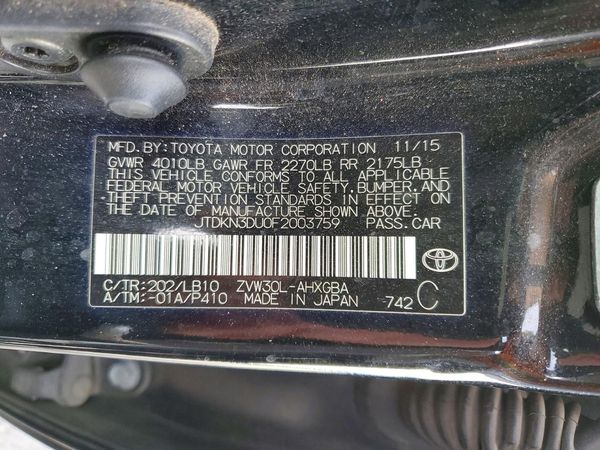 2015 TOYOTA PRIUS — VINS