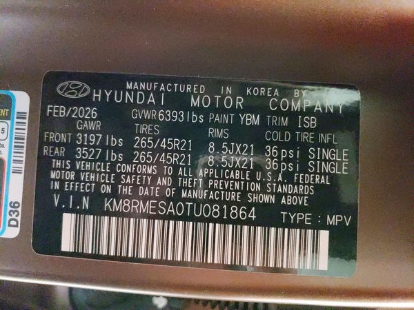 2026 HYUNDAI PALISADE Calligraphy — VINS