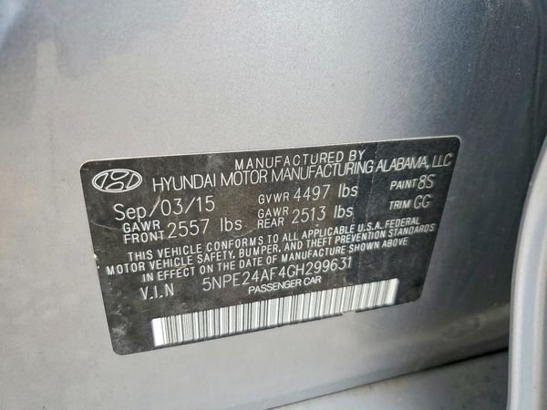 2016 HYUNDAI SONATA — VINS