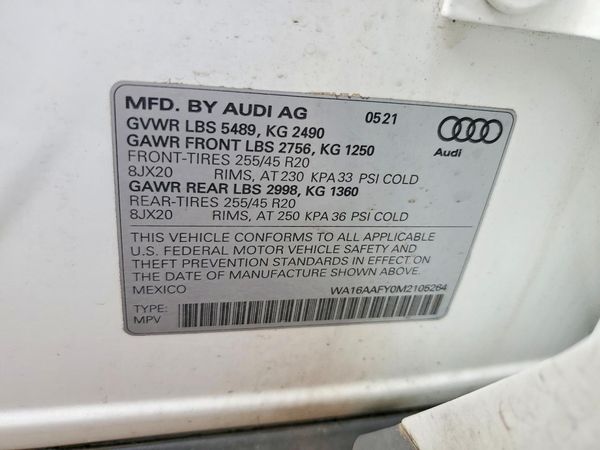 2021 AUDI Q5 quattro Prestige — VINS