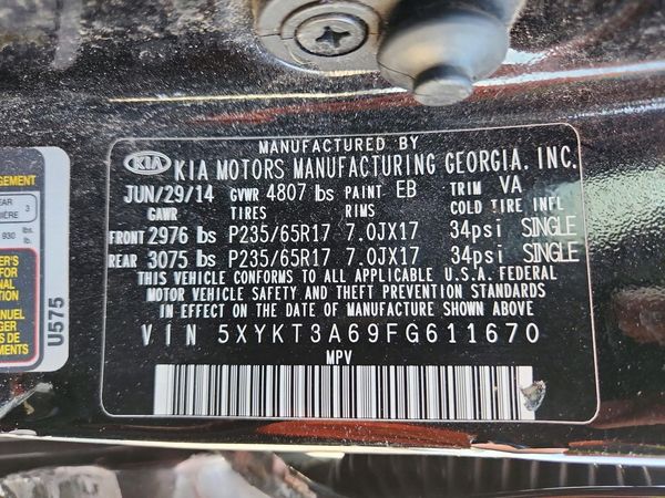 2015 KIA SORENTO — VINS