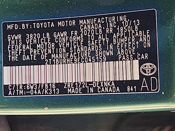 2014 TOYOTA COROLLA — VINS