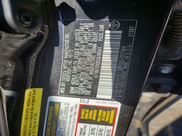 2012 TOYOTA CAMRY — VINS