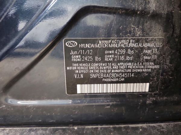 2013 HYUNDAI SONATA GLS/ GLS Popular — VINS