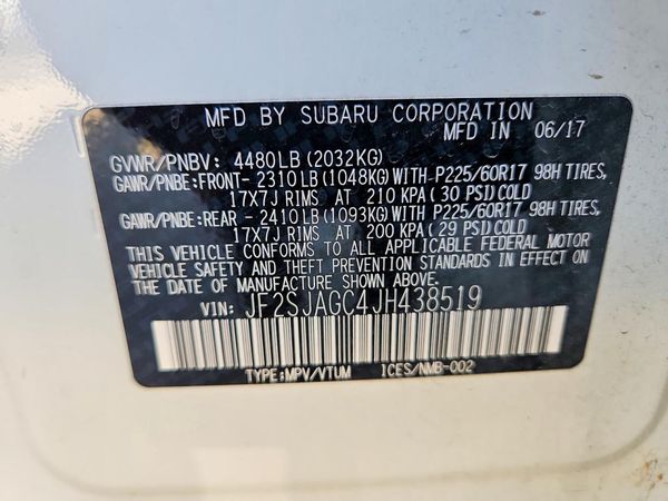 2018 SUBARU FORESTER — VINS
