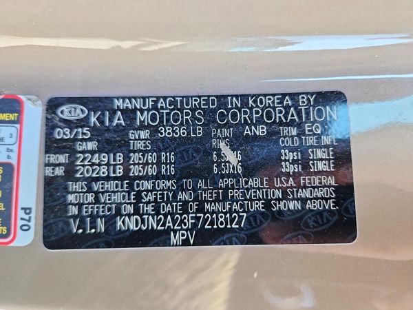 2015 KIA SOUL GL(Middle-low grade) — VINS