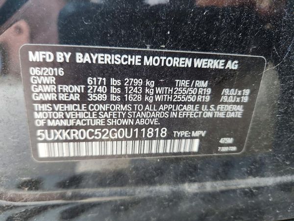 2016 BMW X5 xDrive35i — VINS