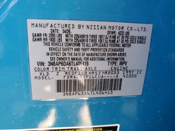 2026 NISSAN KICKS — VINS