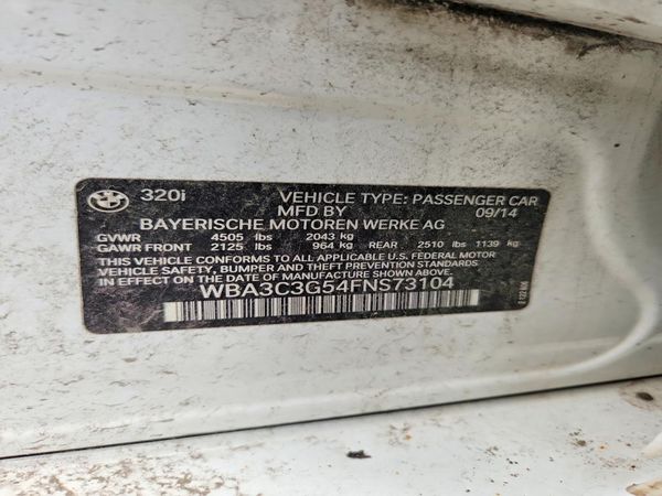 2015 BMW 3 SERIES xDrive SA — VINS