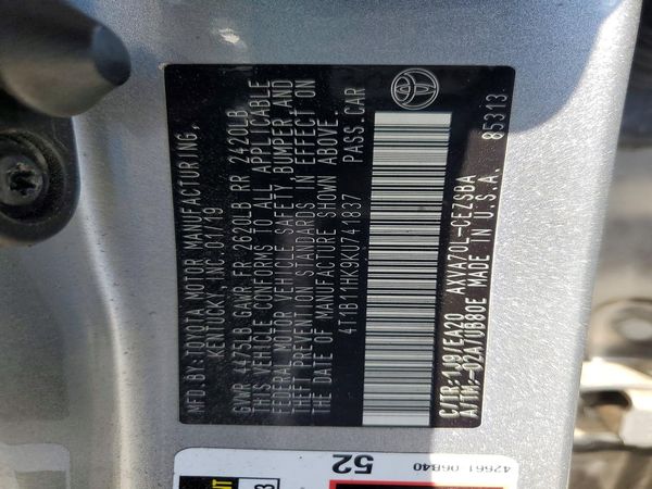 2019 TOYOTA CAMRY L/LE/SE/XLE — VINS