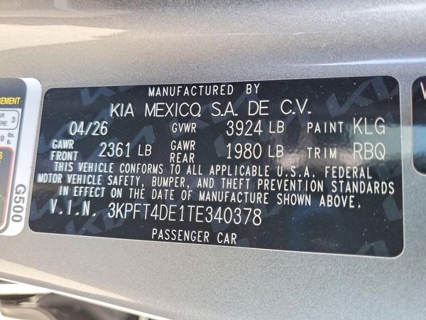 2026 KIA K4 — VINS