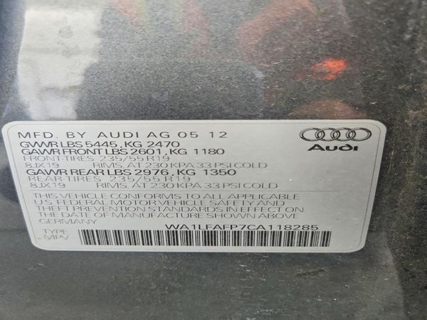 2012 AUDI Q5 — VINS