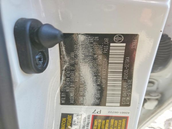 2012 TOYOTA CAMRY — VINS