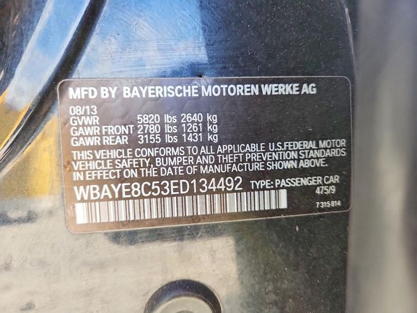2014 BMW 750 750Li/Alpina B7 — VINS