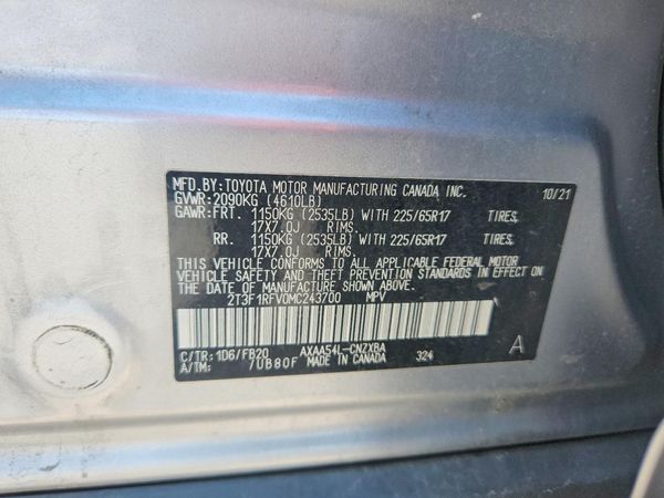 2021 TOYOTA RAV4 LE — VINS
