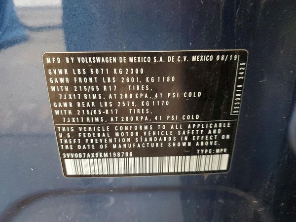2019 VOLKSWAGEN TIGUAN — VINS