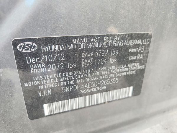 2013 HYUNDAI ELANTRA — VINS