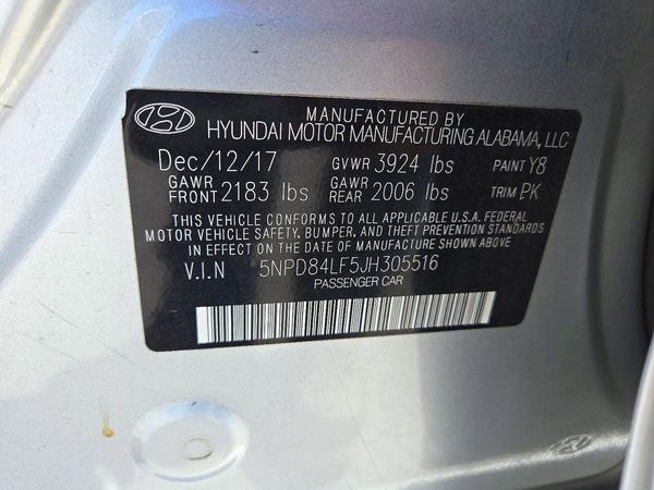 2018 HYUNDAI ELANTRA — VINS