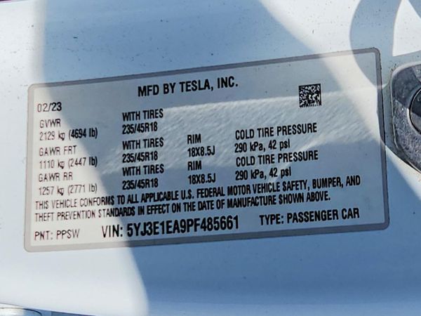 2023 TESLA MODEL 3 — VINS