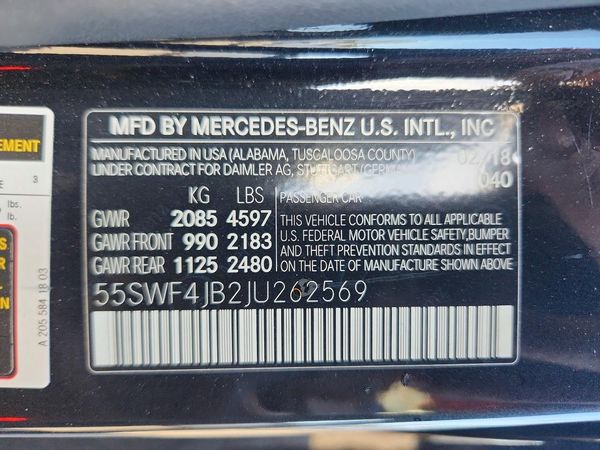 2018 MERCEDES-BENZ C C300 — VINS