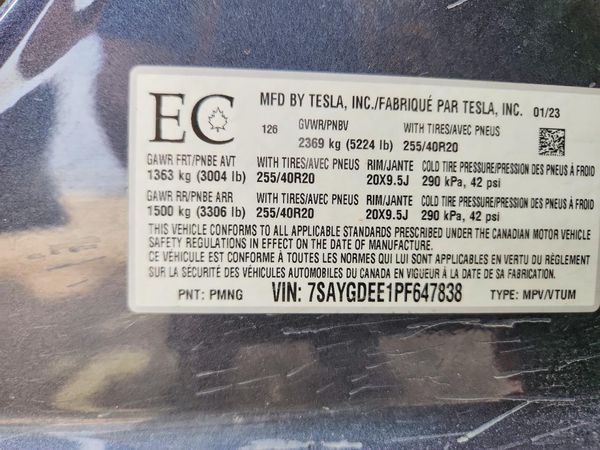 2023 TESLA MODEL Y — VINS