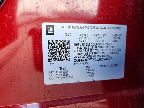 2020 CHEVROLET EQUINOX Premier (2LZ) — VINS