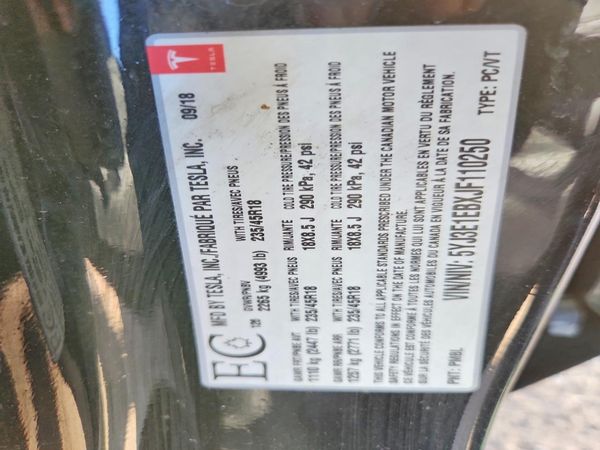 2018 TESLA MODEL 3 — VINS