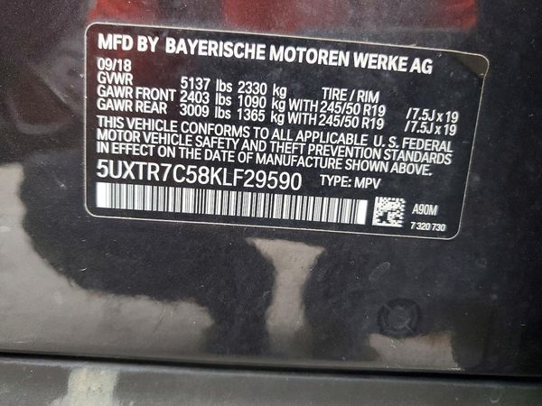 2019 BMW X3 sDrive30i — VINS