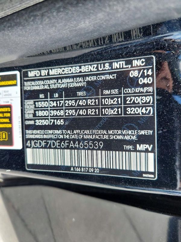 2015 MERCEDES-BENZ GL GL550 4MATIC — VINS