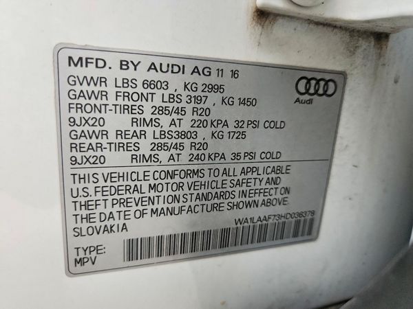2017 AUDI Q7 quattro Premium Plus — VINS