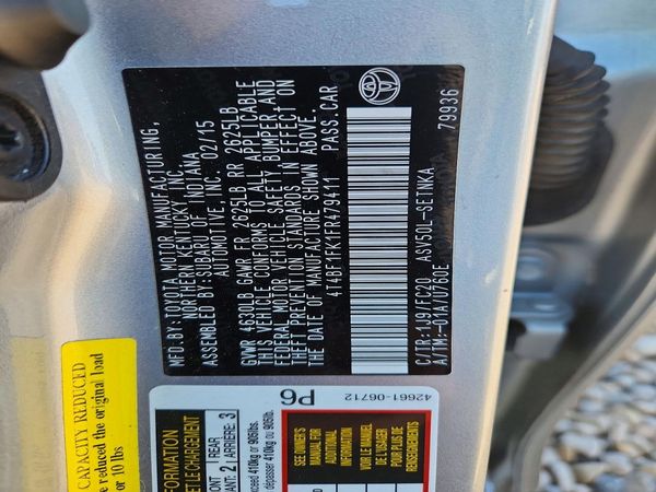 2015 TOYOTA CAMRY — VINS