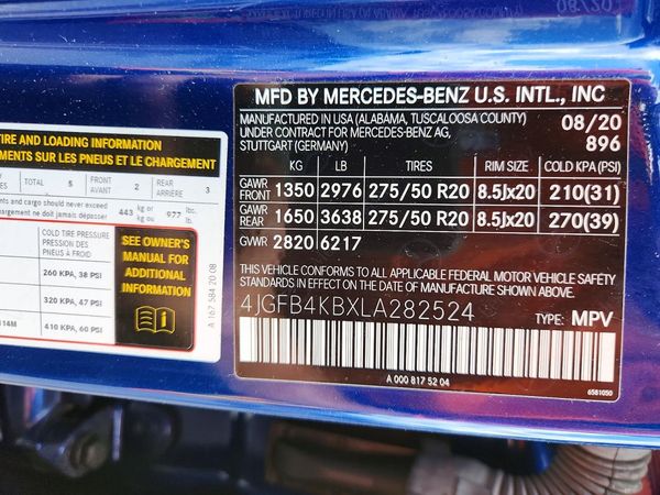 2020 MERCEDES-BENZ GLE GLE350-4M — VINS