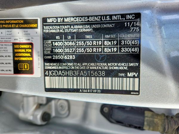 2015 MERCEDES-BENZ ML ML350 — VINS