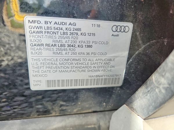 2019 AUDI Q5 quattro Premium Plus — VINS