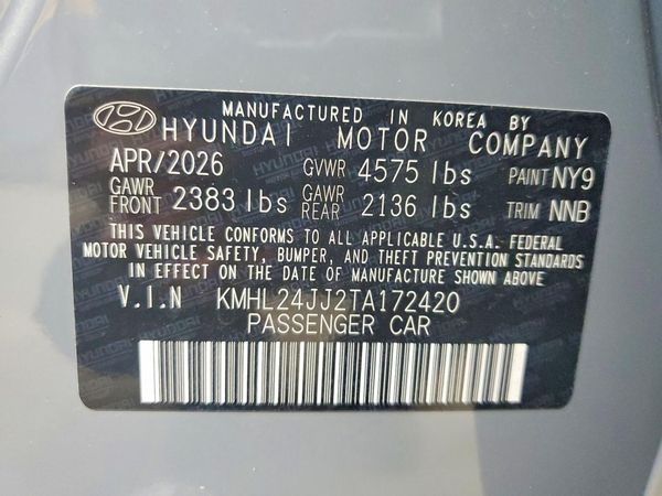 2026 HYUNDAI SONATA Blue — VINS