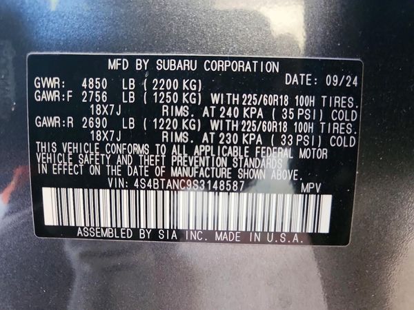 2025 SUBARU OUTBACK — VINS