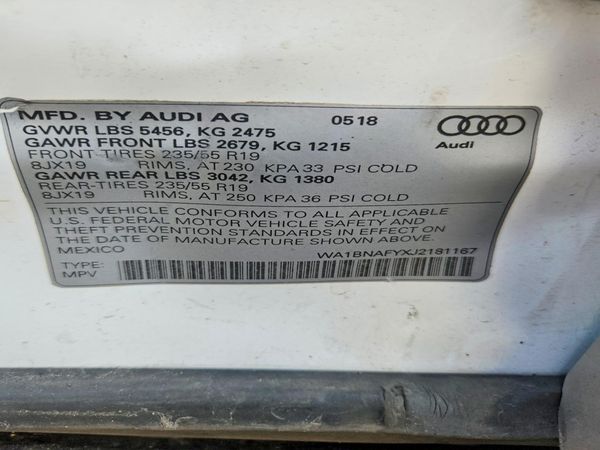 2018 AUDI Q5 quattro Premium Plus — VINS