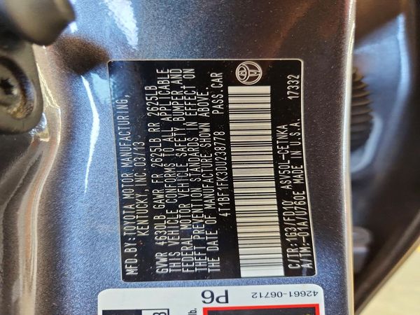 2013 TOYOTA CAMRY — VINS